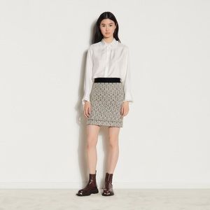 BNWT Sandro Velvet Trimmed Metallic Jacquard Skirt